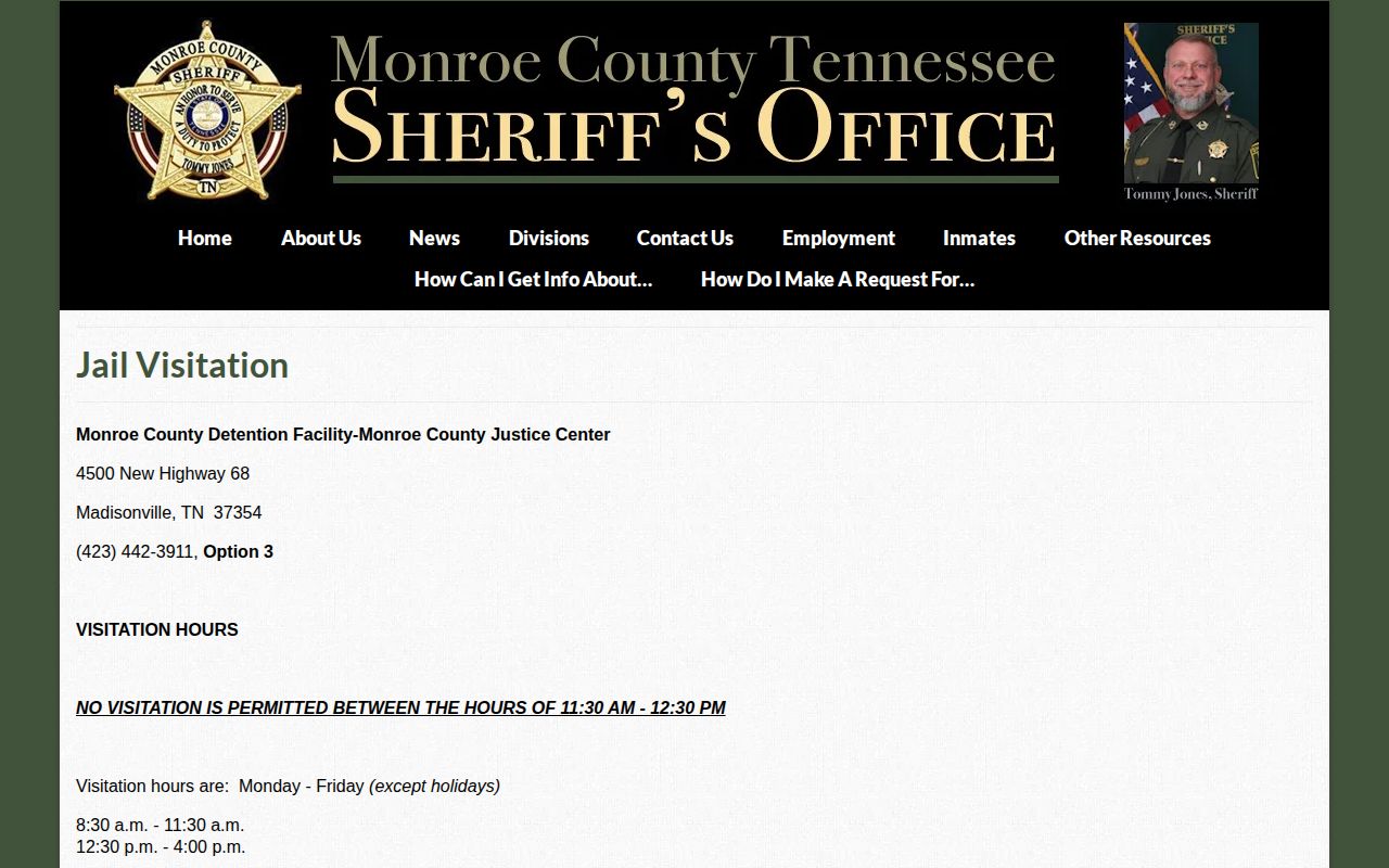 Monroe County release facility address and inmate property rule
