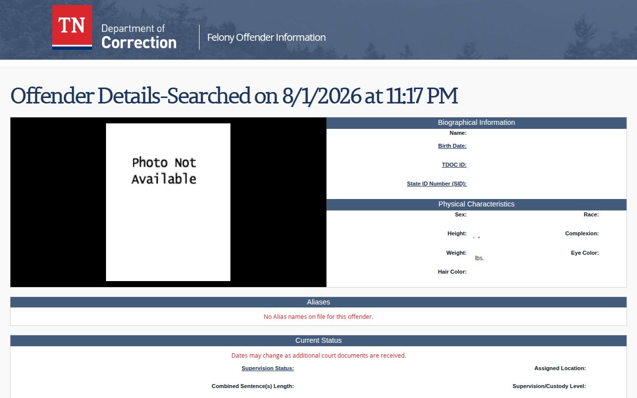 FOIL detail fields used for Monroe County projected release dates